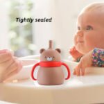Cute Children's Food-Grade Silicone Straw Cups Handle Lid Baby Learning Drink Drop Resistant BPA Free 200ml Capacity - Image 3