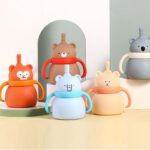 Cute Children's Food-Grade Silicone Straw Cups Handle Lid Baby Learning Drink Drop Resistant BPA Free 200ml Capacity - Image 4